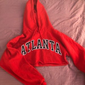 Fashion Nova Cropped Red Atlanta Hoodie